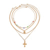 Wholesale Hip Hop Metal Cross Sun Pendant Imitation Pearl Necklace Alloy Copperclad Iron Iron Copper Chain Rhinestone Electroplating Geometric Style Women's