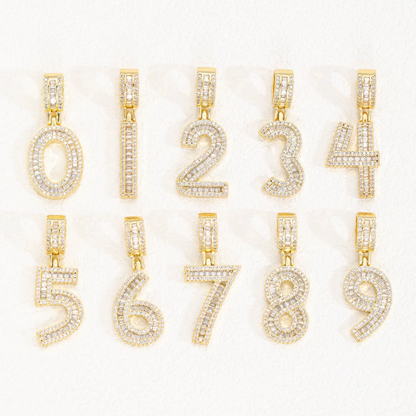 Wholesale Hip Hop Pendant Necklace Copper Microinlaid Zircon With Letters Numbers Text