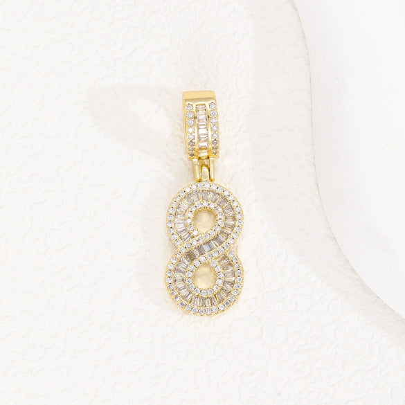 Wholesale Hip Hop Pendant Necklace Copper Microinlaid Zircon With Letters Numbers Text