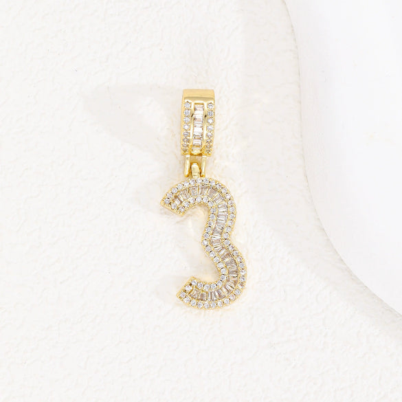 Wholesale Hip Hop Pendant Necklace Copper Microinlaid Zircon With Letters Numbers Text