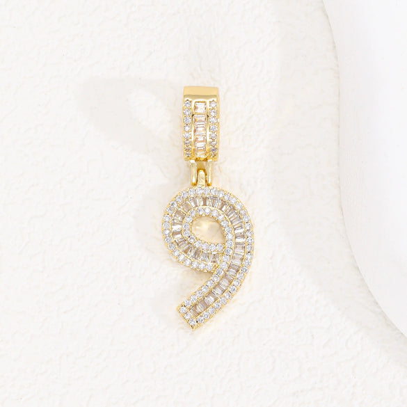 Wholesale Hip Hop Pendant Necklace Copper Microinlaid Zircon With Letters Numbers Text