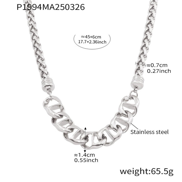 Wholesale Hip Hop Pig Nose Chain Necklace In Stainless Steel With Geometric Pattern And 18K True Gold Plated Electroplating For Women