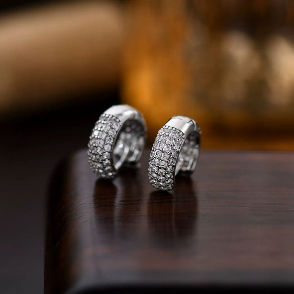 Wholesale Hip Hop Punk Earrings Copper Inlaid With Zircon Ushape Geometric Style Unisex