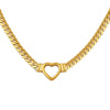 Wholesale Hip Hop Punk Geometric Heart Cuban Chain Ring Necklace In Titanium Steel 18K Gold Plated Jewelry