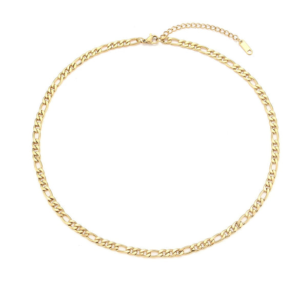 Wholesale Hip Hop Punk Thick Figaro Chain Bracelet Jewelry In Stainless Steel With Gold Plated Geometric Design