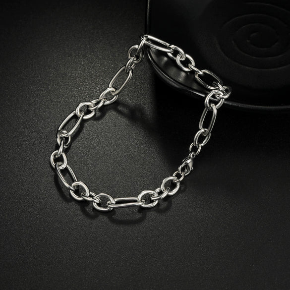 Wholesale Hip Hop Punk Unisex Geometric Stainless Steel Chain Bracelet Jewelry With Electroplating