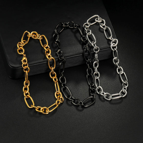 Wholesale Hip Hop Punk Unisex Geometric Stainless Steel Chain Bracelet Jewelry With Electroplating