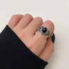 Wholesale Hip Hop Retro Geometric Alloy Ring Set With Black Gemstones
