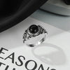 Wholesale Hip Hop Retro Geometric Alloy Ring Set With Black Gemstones