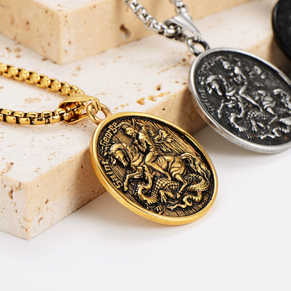 Wholesale Hip Hop Retro Pendant Necklace Stainless Steel Electroplated