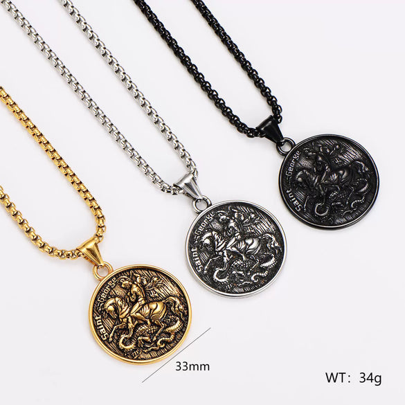 Wholesale Hip Hop Retro Pendant Necklace Stainless Steel Electroplated