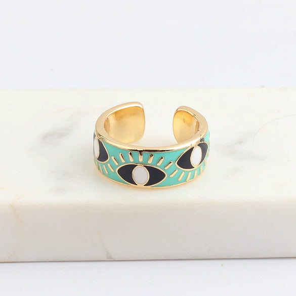 Wholesale Hip Hop Ring Female Devil's Eye Gold Plated Copper Ring