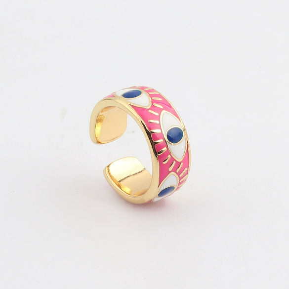 Wholesale Hip Hop Ring Female Devil's Eye Gold Plated Copper Ring