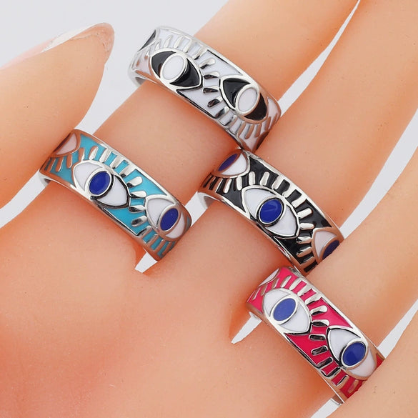Wholesale Hip Hop Ring Female Devil's Eye Gold Plated Copper Ring