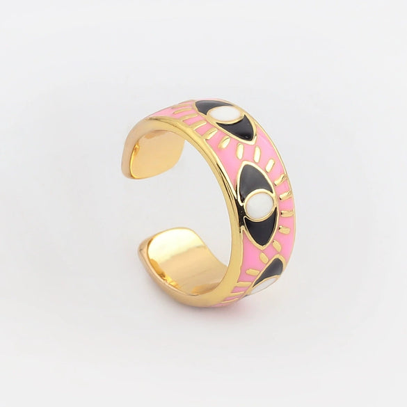 Wholesale Hip Hop Ring Female Devil's Eye Gold Plated Copper Ring