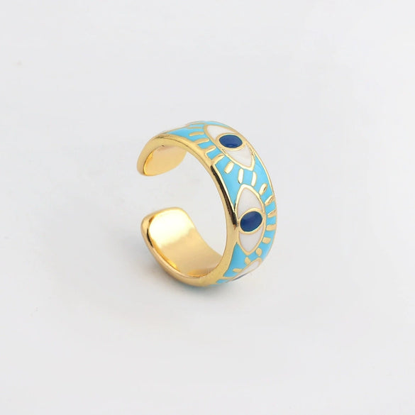 Wholesale Hip Hop Ring Female Devil's Eye Gold Plated Copper Ring