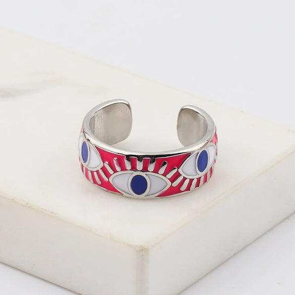 Wholesale Hip Hop Ring Female Devil's Eye Gold Plated Copper Ring