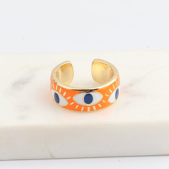 Wholesale Hip Hop Ring Female Devil's Eye Gold Plated Copper Ring