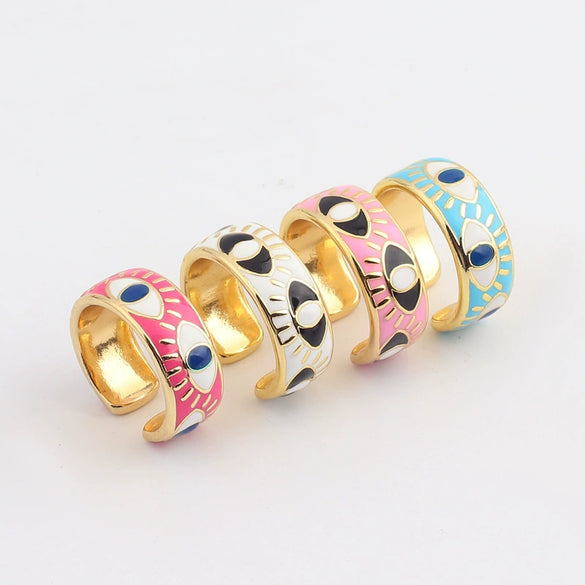 Wholesale Hip Hop Ring Female Devil's Eye Gold Plated Copper Ring