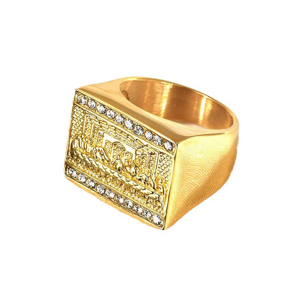 Wholesale Hip Hop Ring Titanium Steel Gold Plated Geometric U Shaped