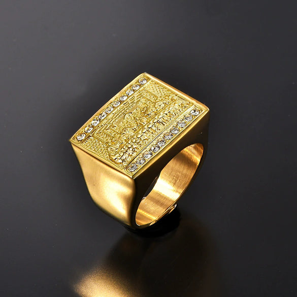 Wholesale Hip Hop Ring Titanium Steel Gold Plated Geometric U Shaped