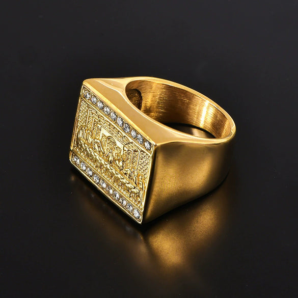 Wholesale Hip Hop Ring Titanium Steel Gold Plated Geometric U Shaped