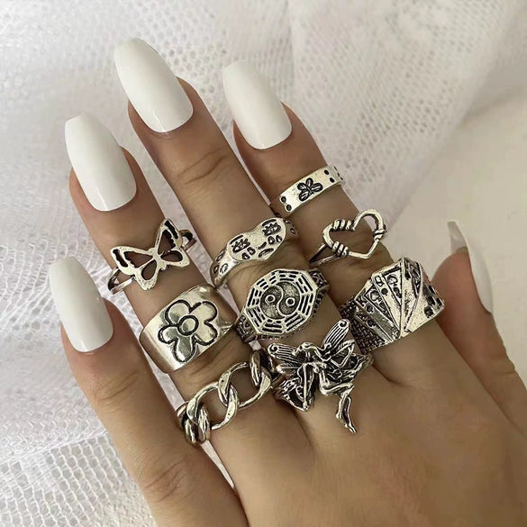 Wholesale Hip Hop Ring Zinc Alloy Distressed Animal Zodiac Geometric Design