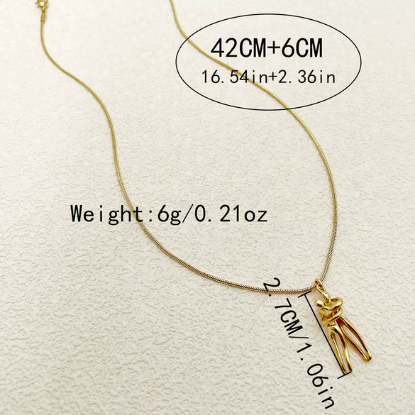 Wholesale Hip Hop Stainless Steel And Titanium Steel Villain Hug Pendant Necklace With Electroplating