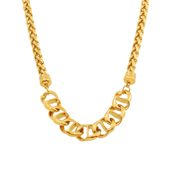 Wholesale Hip Hop 316L Stainless Steel Electroplated Geometric Pattern Light Luxury Style Women's Chain Necklace