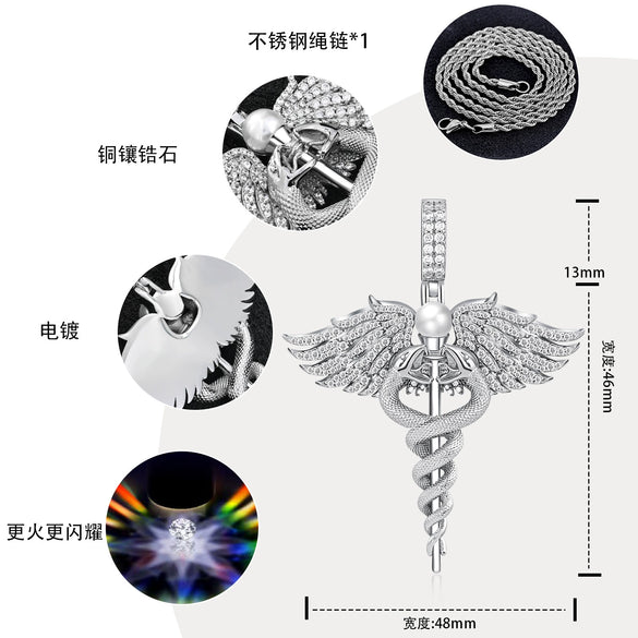 Wholesale Hip Hop Style Animal Zodiac Copper Zirconia Pendant Necklace For Men