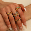 Wholesale Hip Hop Style Color Chain Ring And Bracelet In Stainless Steel With Geometric Pattern And Electroplating