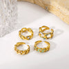 Wholesale Hip Hop Style Color Chain Ring And Bracelet In Stainless Steel With Geometric Pattern And Electroplating