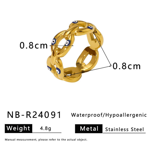 Wholesale Hip Hop Style Color Chain Ring And Bracelet In Stainless Steel With Geometric Pattern And Electroplating