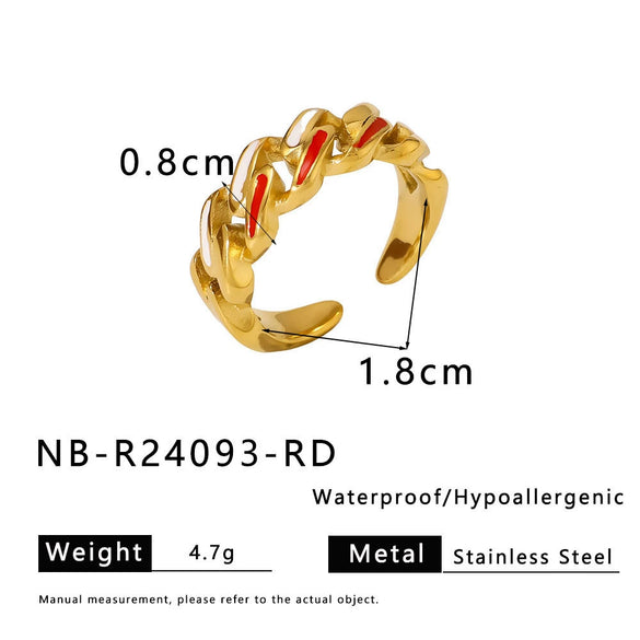 Wholesale Hip Hop Style Color Chain Ring And Bracelet In Stainless Steel With Geometric Pattern And Electroplating