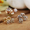 Wholesale Hip Hop Style Copper Gold Plated Micro Round Diamond Zircon Earrings With Geometric Pattern For Women