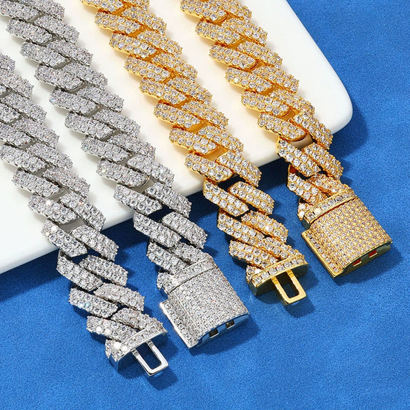 Wholesale Hip Hop Style Copper Rhombus Cuban Chain Necklace Unisex