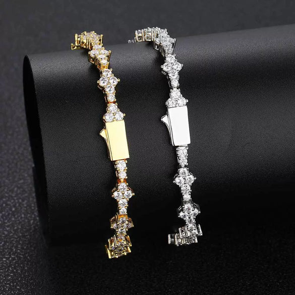 Wholesale Hip Hop Style Copper Tennis Chain Zircon Necklace And Bracelet Jewelry Unisex