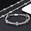Wholesale Hip Hop Style Copper Zircon Tennis Chain Four Leaf Clover Necklace And Bracelet Jewelry