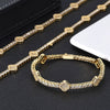 Wholesale Hip Hop Style Copper Zircon Tennis Chain Four Leaf Clover Necklace And Bracelet Jewelry