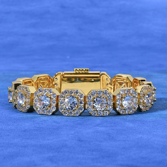 Wholesale Hip Hop Style Geometric Copper Zircon Inlaid Bracelet