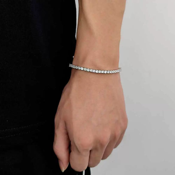 Wholesale Hip Hop Style Geometric Copper Zirconia Tennis Chain Bracelet Jewelry