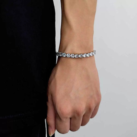 Wholesale Hip Hop Style Geometric Copper Zirconia Tennis Chain Bracelet Jewelry