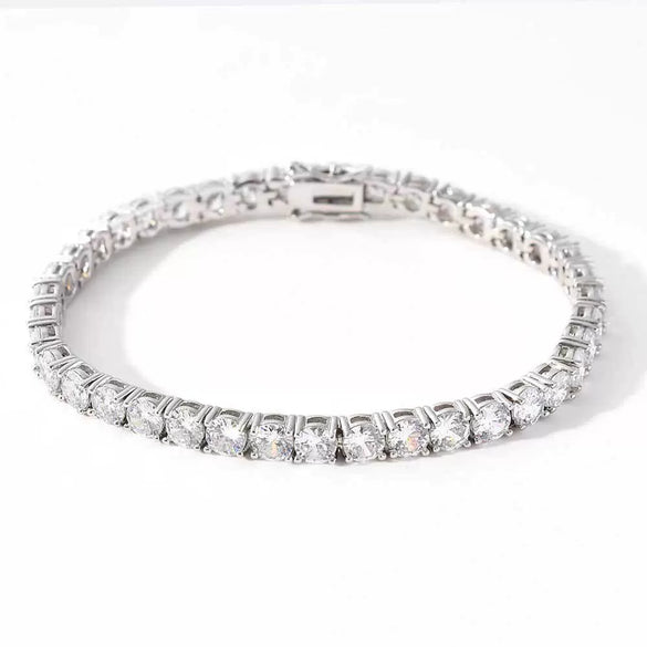 Wholesale Hip Hop Style Geometric Copper Zirconia Tennis Chain Bracelet Jewelry