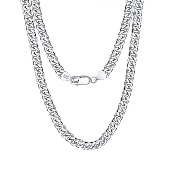 Wholesale Hip Hop Style Geometric Pattern S925 Sterling Silver Cuba Chain Necklace For Men And Women