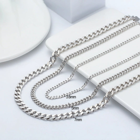 Wholesale Hip Hop Style Geometric Pattern S925 Sterling Silver Cuba Chain Necklace For Men And Women