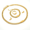 Wholesale Hip Hop Style Geometric Titanium Steel Cuban Chain Gold Jewelry Set With Electroplating For Men And Women