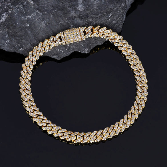 Wholesale Hip Hop Style Geometric Zircon Copper Cuban Chain Bracelet For Men And Women