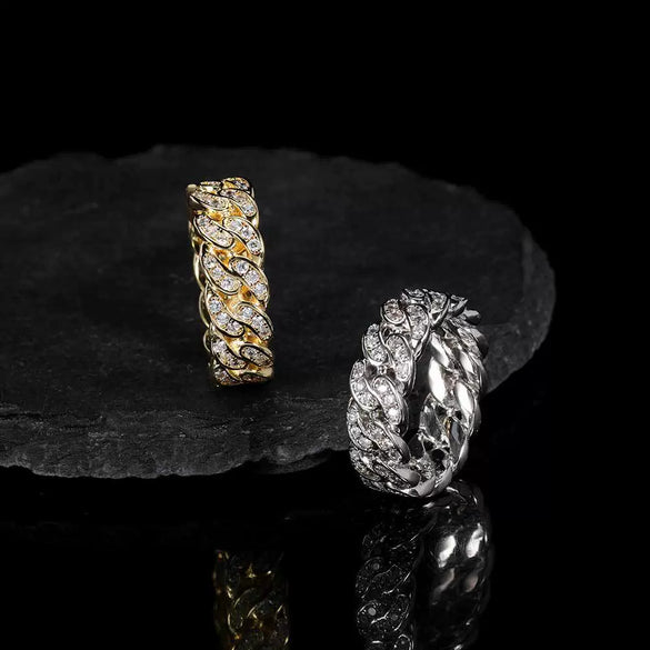 Wholesale Hip Hop Style Geometric Zirconia Copper Ring Gold Plated With Gemstones Unisex