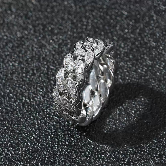 Wholesale Hip Hop Style Geometric Zirconia Copper Ring Gold Plated With Gemstones Unisex