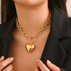 Wholesale Hip Hop Style Heart Shape Iron Chain Ccb Pendant Necklace With Electroplating Treatment